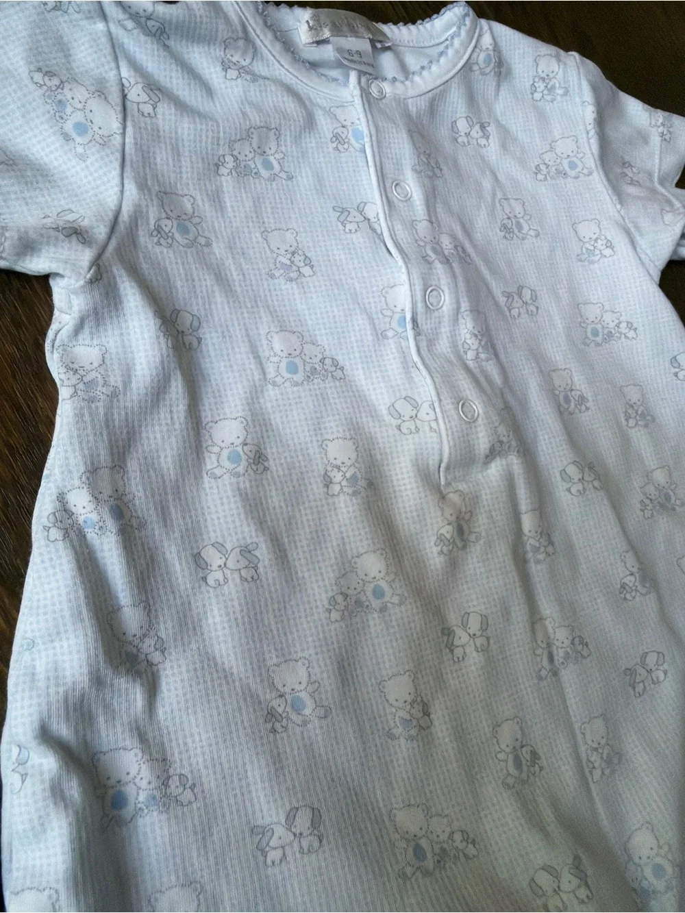 Kissy Kissy Baby Short Sleeve Rompers Set in Light Blue and White 2pc